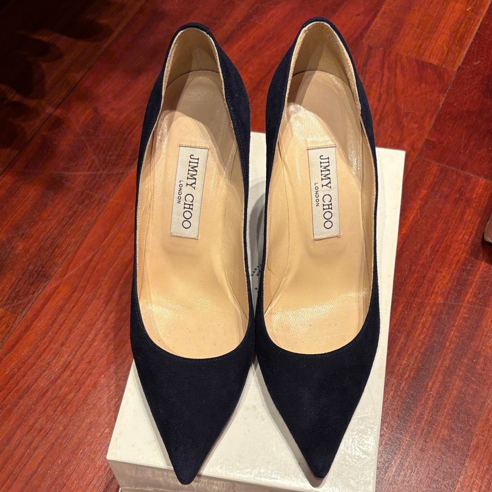 Jimmy Choo Classic Navy Suede Heels